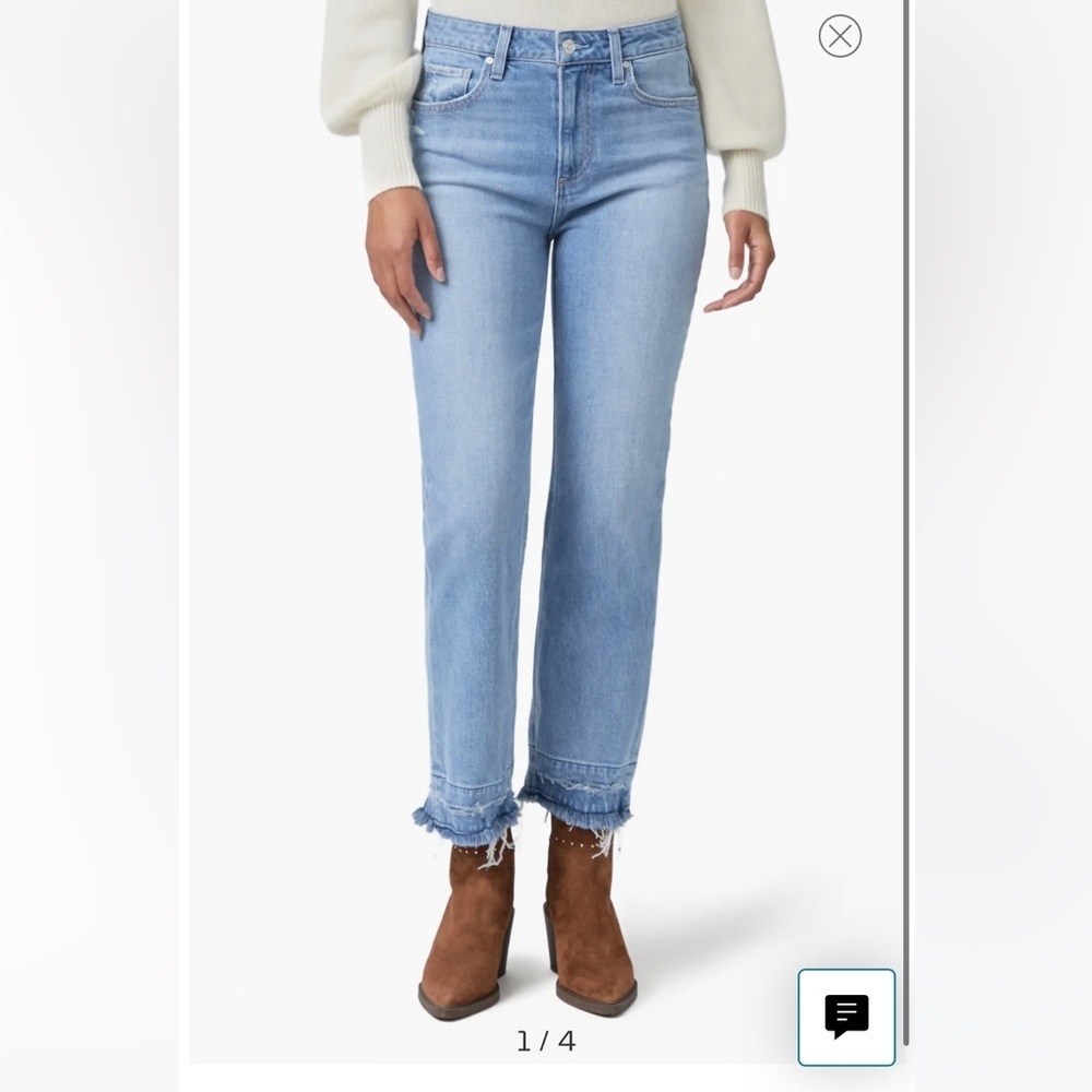 Paige frayed straight ankle Jean for spring